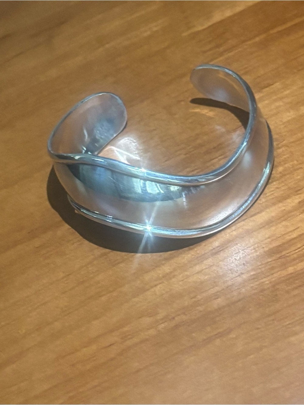 Sterling Silver Wave Cuff Bracelet - 925 Stamp
